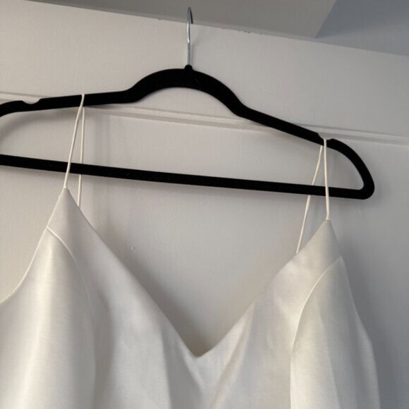 NWT Reformation Icelynn Satin Maxi Dress In Ivory Plunge Neck Full Length Skirt - Picture 7 of 11